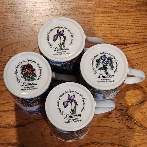 Dunoon Scotland Mugs Helen Sandiford Tiffany Stained Glass Iris Daffodil Floral - Picture 2 of 14